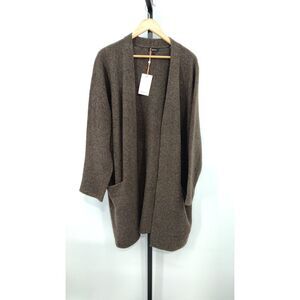 Quince Superfine Merino Wool Sweater Coat Heather Brown Sleeved Top L